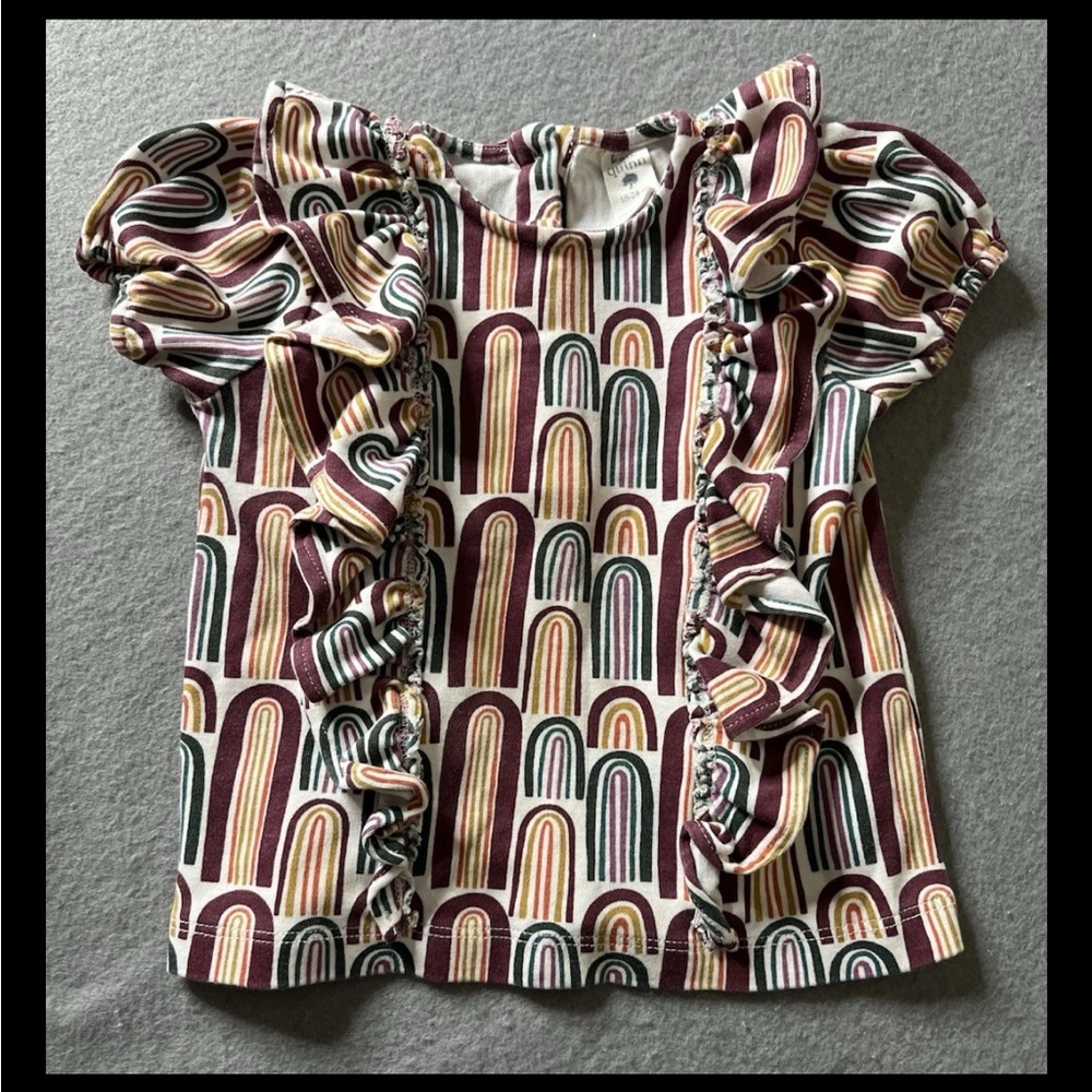 Kate Quinn Frilled Shirt Girls 18-24 Months Organic Cotton Neutral Rainbow Cute